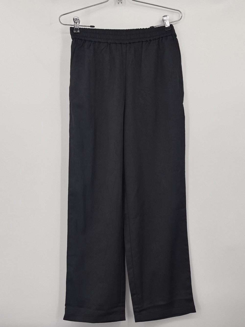 Crew Shiny Crinkled Pull-on Pant Sz XS Black Non Wrinkle Boho Effortless